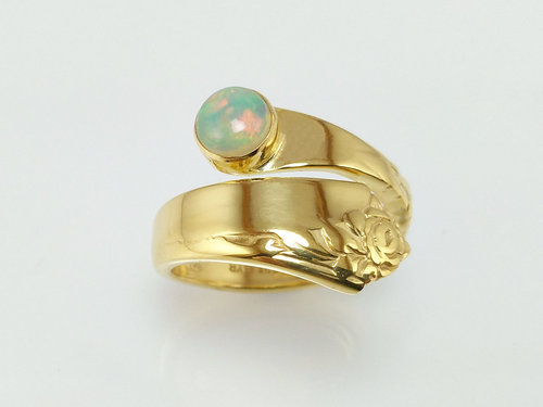 Gold Plated Silver Ring with Opal